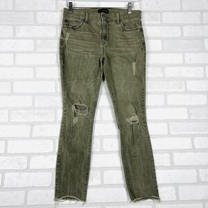Express Ankle Legging Mid‎ Rise Olive Green Distressed Ripped Jeans - Size 6R